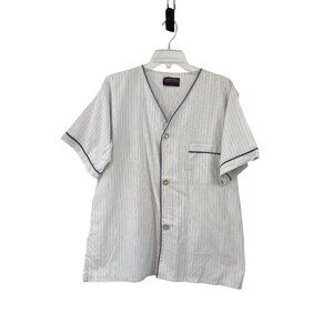 Vintage Pleetway Pajama Shirt Mens M Striped Short Sleeve Used